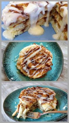 Cinnamon Roll Pancakes #recipe with a complete how-to included. use whole food pancake recipe