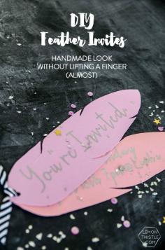 
                    
                        DIY Feather Invites Tutorial by Creative Contributor Lemon Thistle | Make your own DIY Party Invites | See the tutorial on TodaysCreativeLif...
                    
                