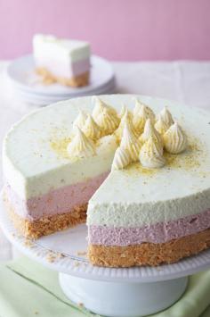 Cherry and pistachio no bake cheesecake