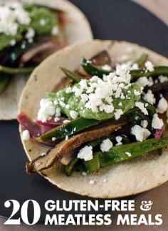 Looking for recipes that are both gluten free and meatless? Here's a selection of 20 hearty dinner recipes! Risotto, quiche, veggie burgers and more!