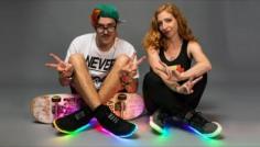 LED Sneakers, DIY, shoes, sneakers, light up shoes, Phillip Burgess, Becky Stern (of Adafruit Industries)
