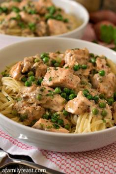 Creamed Salmon and Peas Over Linguini - A Family Feast