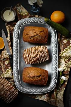 Orange Zucchini Bread with orange glaze.  Recipe makes 4 mini loaves. | urbanbakes.com