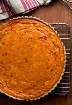You can make a tomato quiche off-season using canned tomatoes for a rich tomato sauce that you blend with the custard filling. When tomatoes are in season I use the same filling but line the tart shell with sliced tomatoes. (Photo: Andrew Scrivani for The New York Times)
