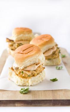 Crab Cake Sliders with Spicy Aioli Sauce (Use Maryland Crab Cake Recipe!)