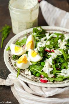 Spring Pea and Arugula Salad with Creamy Dill Dressing {Giveaway}