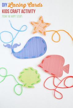 DIY Lacing Cards. Fun kids craft activity idea.