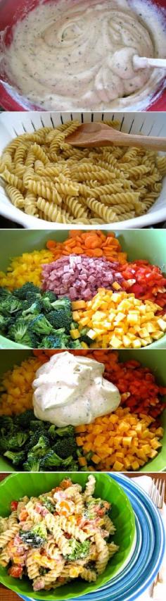 Greek yogurt ranch Pasta Salad colored