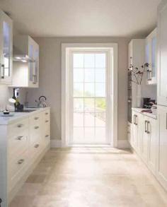 wall color // 33 Cool Small Kitchen Ideas - For MOM - I like this color and the white cupboards / trim