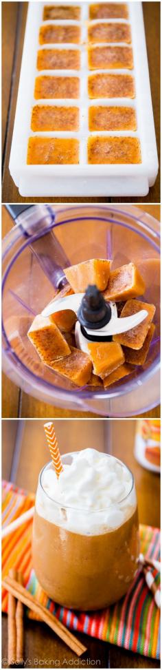 Skinny Pumpkin Spice Frappuccino with only 67 calories ::Ingredients:: 1 and 1/2 cups (12 oz) cold coffee 1 and 1/4 cups (10 oz) unsweetened vanilla almond milk (or any milk) 1/4 cup pumpkin puree 3 Tablespoons pure maple syrup (or equal amount of honey) 1 teaspoon ground cinnamon* 1/4 teaspoon ground cloves* 1/4 teaspoon ground nutmeg* light whipped cream, optional