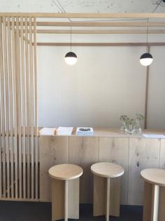 
                    
                        Front desk made out of Dinesen wood.
                    
                