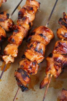 Grilled maple sriracha chicken kebobs are the best combination of salty, spicy, and sweet! With the easiest marinade you'll ever make, go ahead and throw some on the grill before summer is over!
