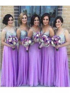 A-Line Sleeveless Sweetheart Floor-Length Sequin Chiffon Bridesmaid Dress