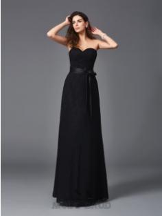 A-linjeformad Hjärtformad spets Band/bälte Golvläng Brudtärneklänningar