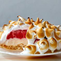 almond daquoise bomb martha bakes meringue white plate slice removed