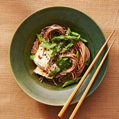 soba noodle bowl with tofu recipe plate