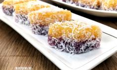 Dual Colour Sweet Potato Sago Kuih